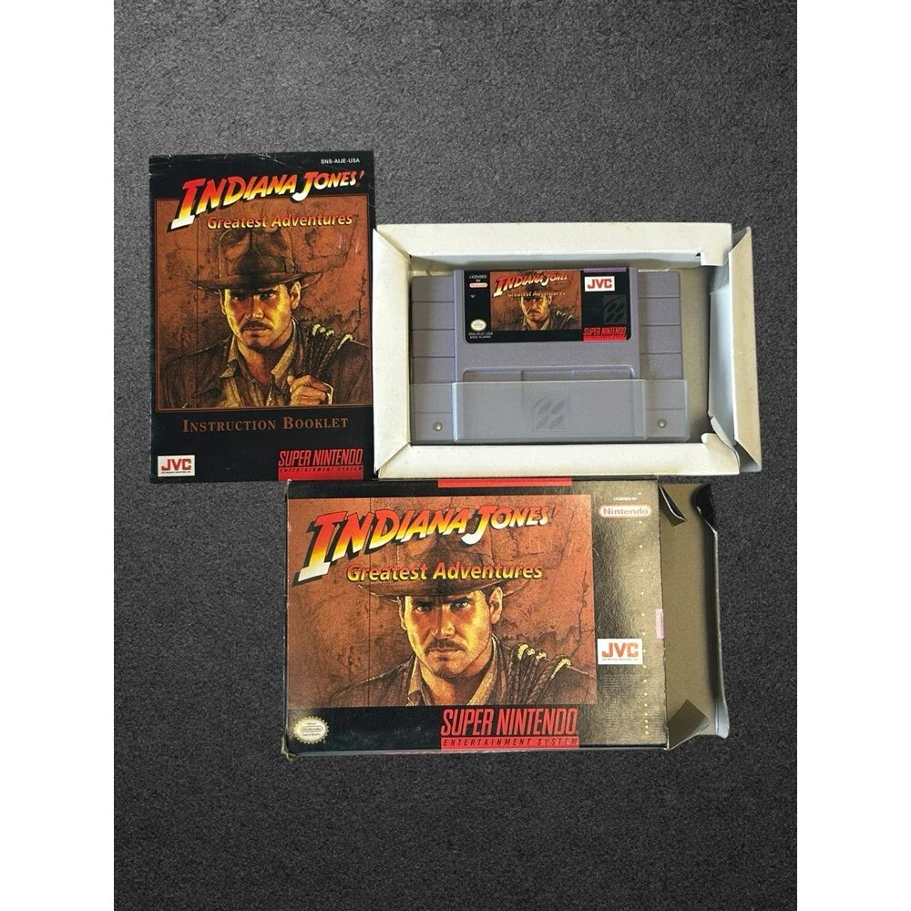 Indiana Jones Greatest Adventures SNES Super Nintendo Game Box & Manual